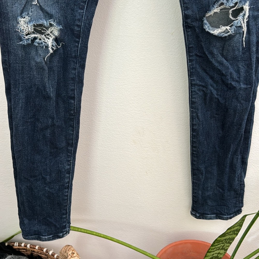 AGOLDE Dark Wash Distressed Skinny Jeans - Picture 7 of 13